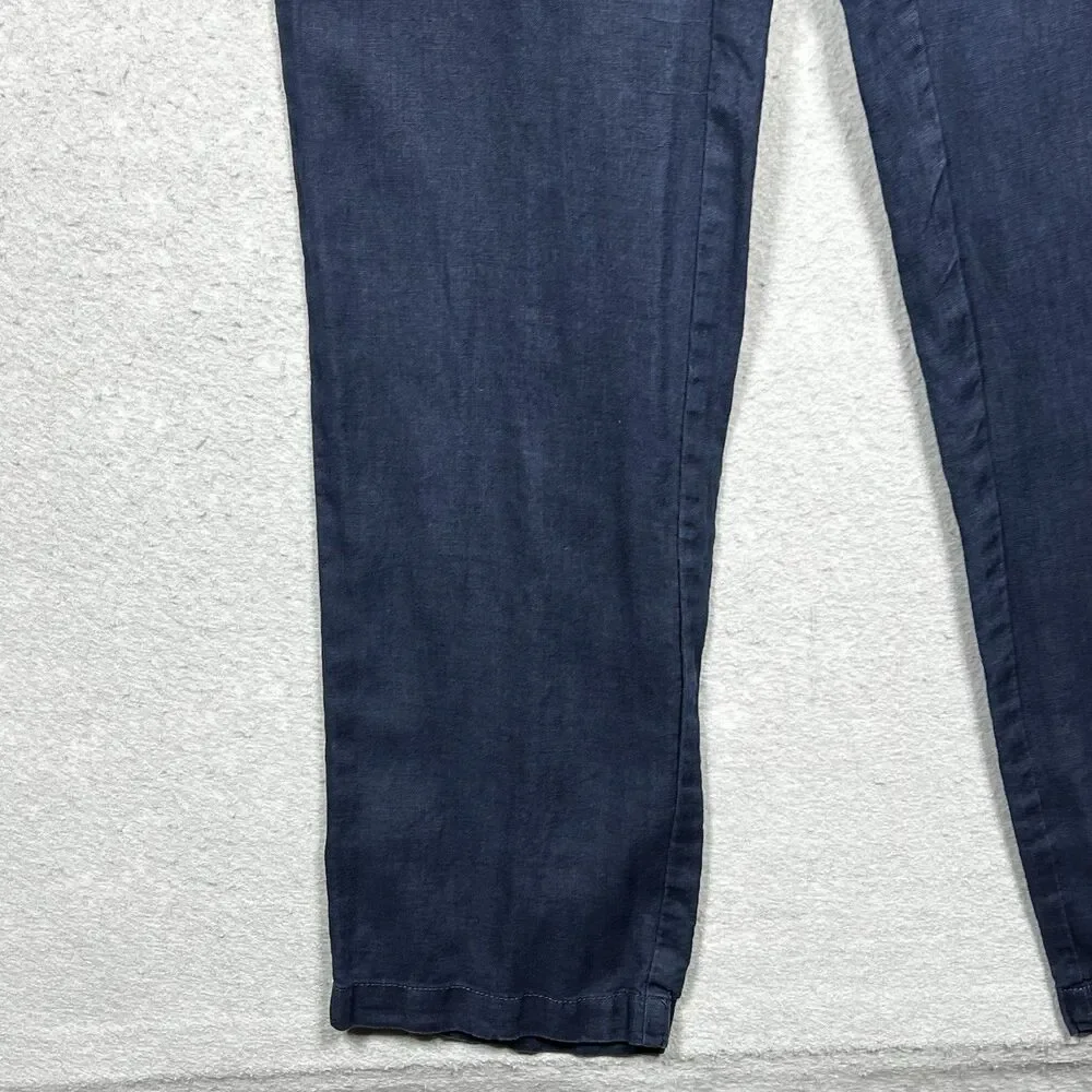 Quince Pants Womens Small Blue Cotton Linen Twill Straight Leg Pant Pockets